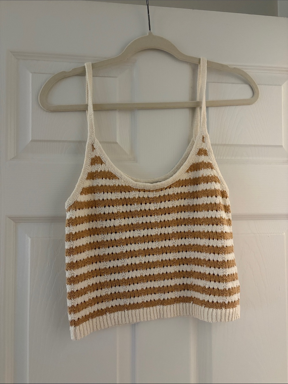 Madewell Striped Knit Tank Top - Cream and Brown